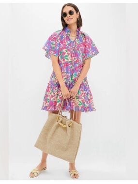 magenta multi floral thea mini dress Magenta Floral Print Satin Tiered Mini Dress